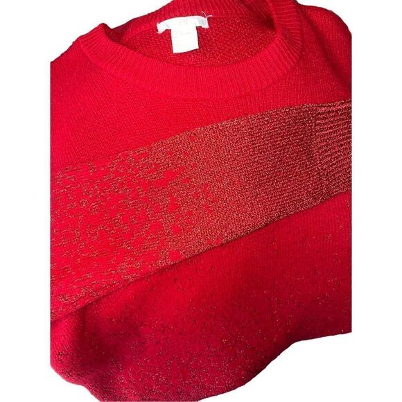 H&M Red Crewneck Holiday Sparkle Sweater L-EUC - Picture 8 of 11